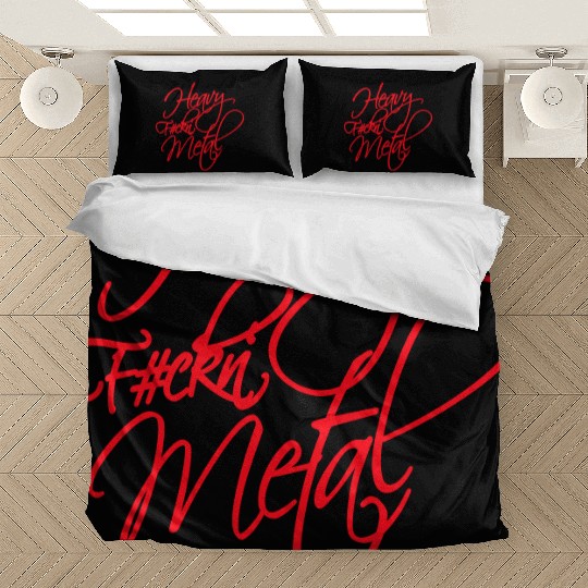 Heavy F#ckin' Metal Hard Rock Fun Music Text Quote Bedding Sets