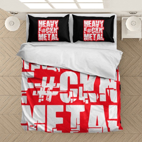 Heavy F#ckin' Metal Hard Rock Fun Music Text Quote Bedding Sets
