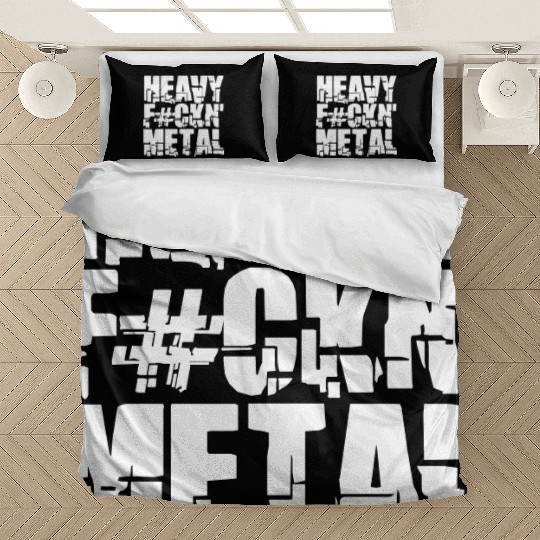 Heavy F#ckin' Metal Hard Rock Fun Music Text Quote Bedding Sets