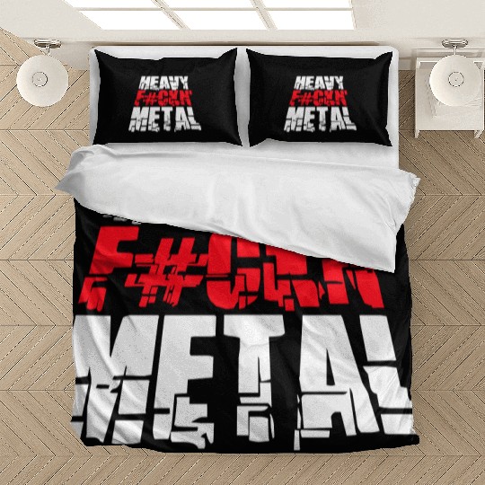 Heavy F#ckin' Metal Hard Rock Fun Music Text Quote Bedding Sets