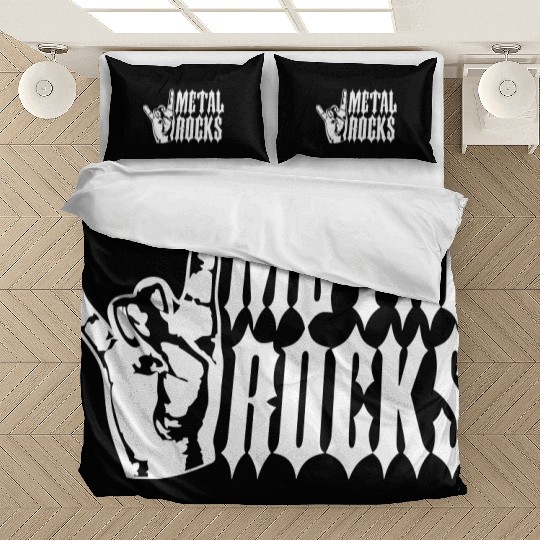 Heavy metal rocks hard rock music fun hand gesture Bedding Sets