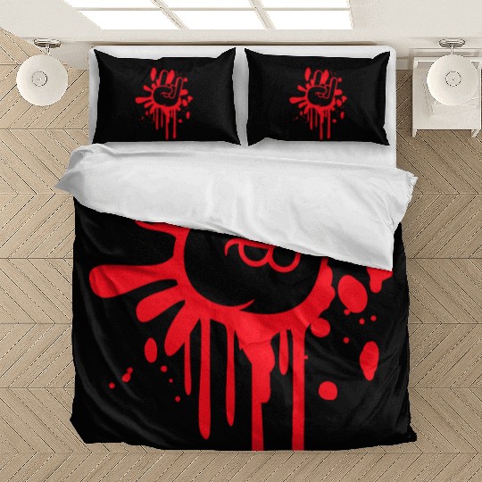 Heavy metal graffiti drop horn finger hand gesture Bedding Sets