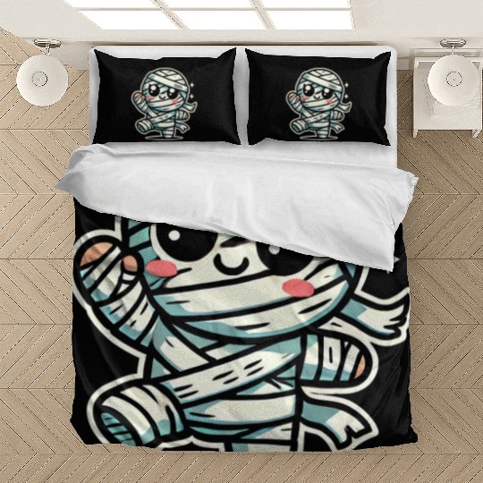 Adorable Kawaii Mummy Running Halloween Fun Design Bedding Sets