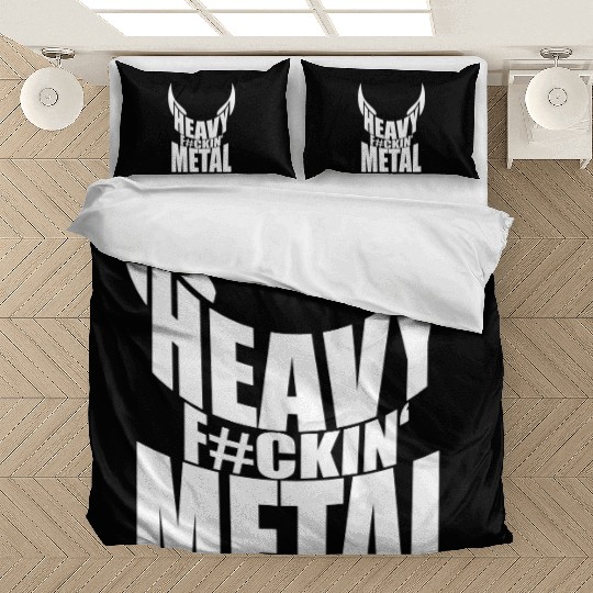 Heavy F#ckin' Metal Hard Rock Fun Music Text Quote Bedding Sets