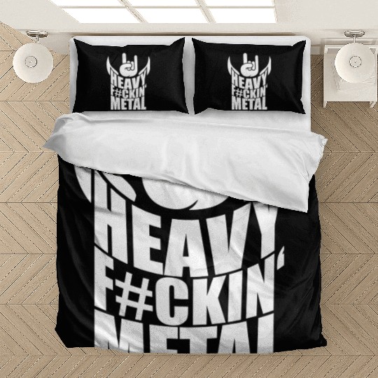 Heavy F#ckin' Metal Hard Rock Fun Music Text Quote Bedding Sets