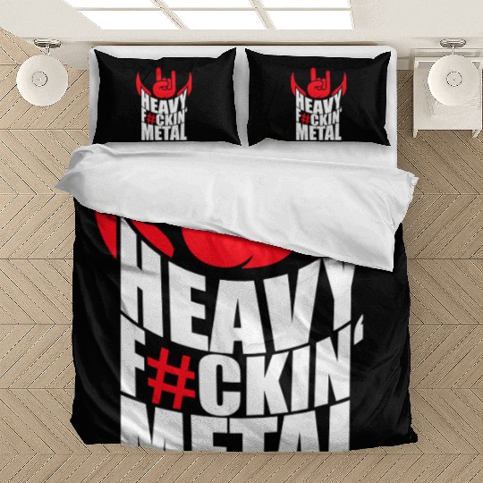 Heavy F#ckin' Metal Hard Rock Fun Music Text Quote Bedding Sets