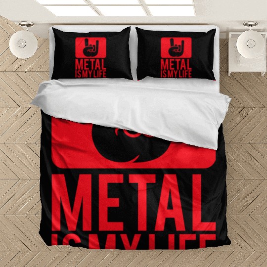 Heavy Metal Is My Life Hard Rock Music Text Quote Bedding Sets