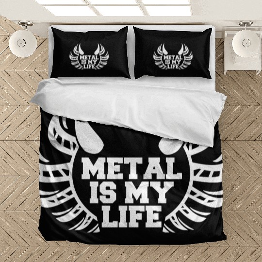 Heavy Metal Is My Life Hard Rock Music Text Quote Bedding Sets