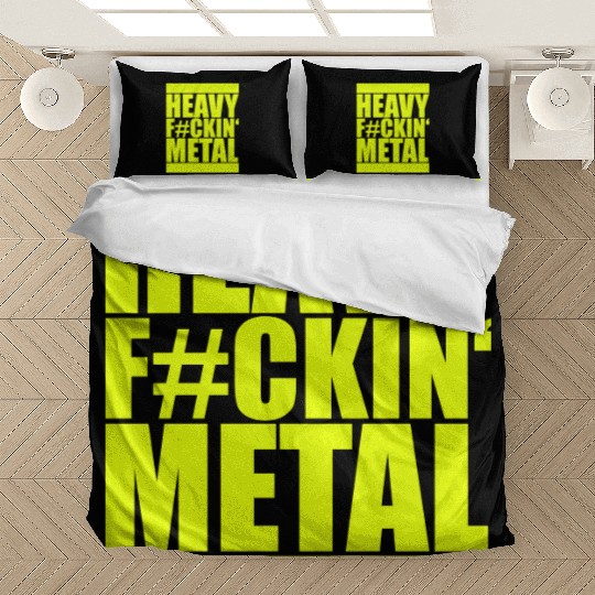 Heavy F#ckin' Metal Hard Rock Fun Music Text Quote Bedding Sets