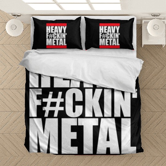 Heavy F#ckin' Metal Hard Rock Fun Music Text Quote Bedding Sets