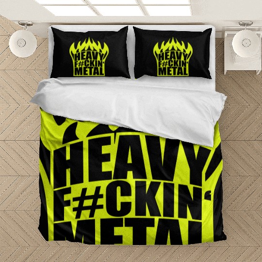 Heavy F#ckin' Metal Hard Rock Fun Music Text Quote Bedding Sets