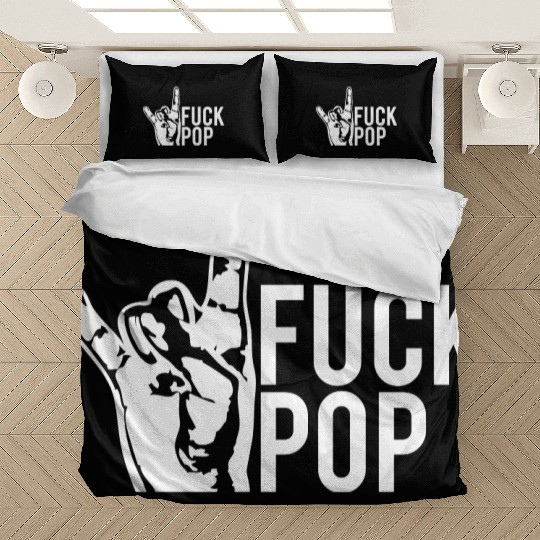Fuck pop charts music heavy metal fun hand gesture Bedding Sets