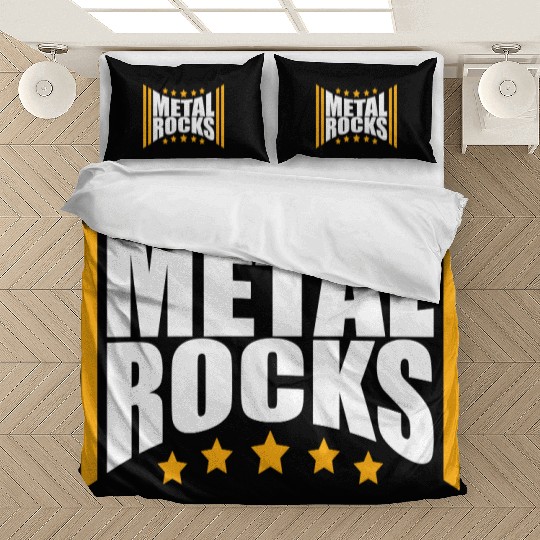 Heavy Metal Rocks Hard Rock Music Text Quote Logo Bedding Sets