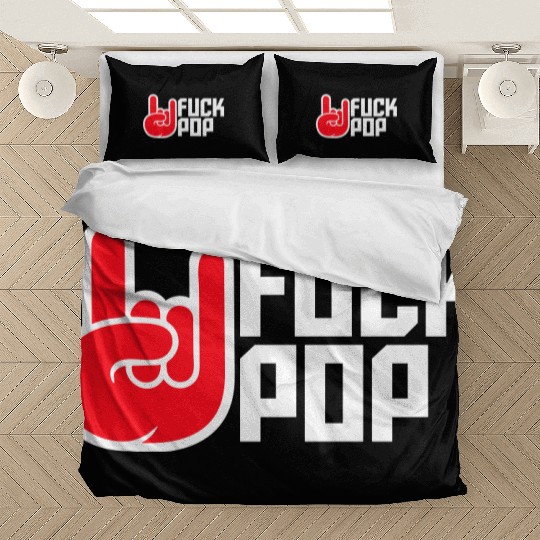 Fuck pop charts music heavy metal fun hand gesture Bedding Sets