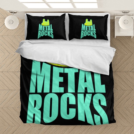 Heavy Metal Rocks Hard Rock Music Text Quote Logo Bedding Sets