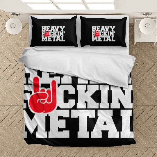 Heavy F#ckin' Metal Hard Rock Fun Music Text Quote Bedding Sets