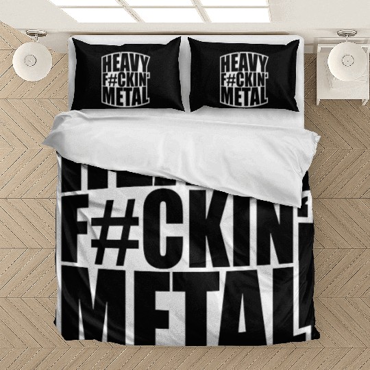 Heavy F#ckin' Metal Hard Rock Fun Music Text Quote Bedding Sets