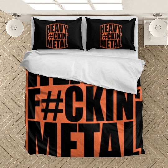Heavy F#ckin' Metal Hard Rock Fun Music Text Quote Bedding Sets