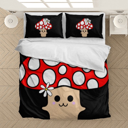 Cute Red Mushroom Smiling Bedding Sets