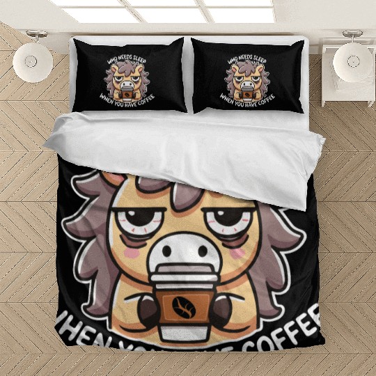 Sleepy Coffee Lover Horse – Funny Coffee Addict C Bedding Sets