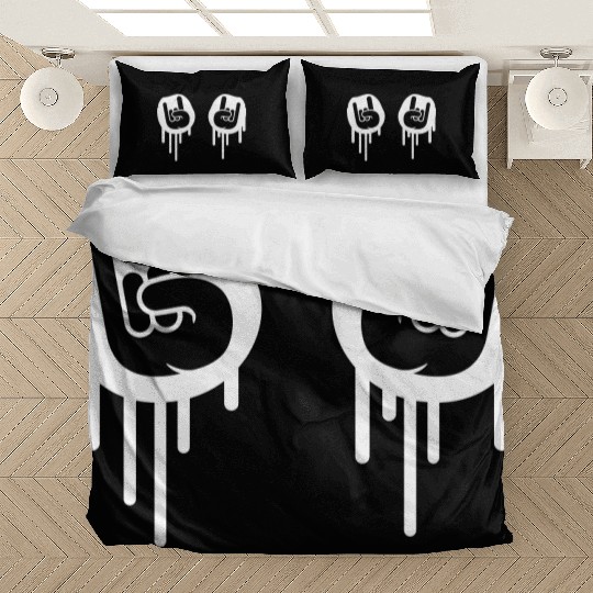 Heavy metal graffiti drop horn finger hand gesture Bedding Sets