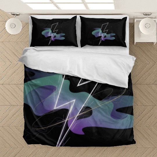 Electric Aurora: Lightning Meets Northern Lights Bedding Sets