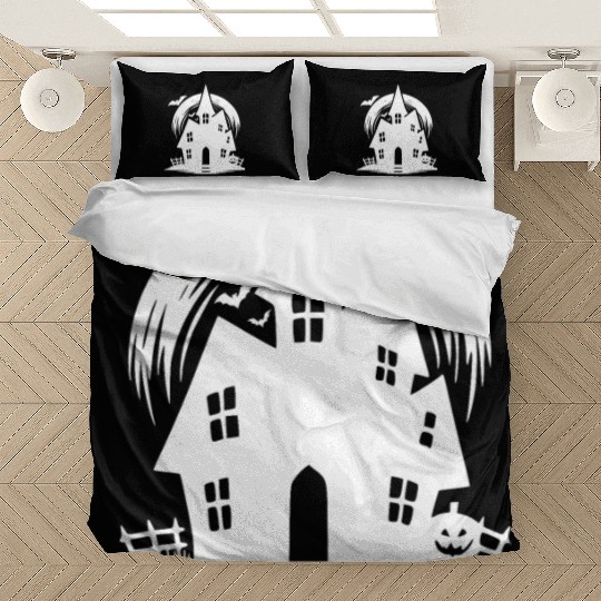 Bat Full Moon Haunted House Halloween Tattoo Bedding Sets