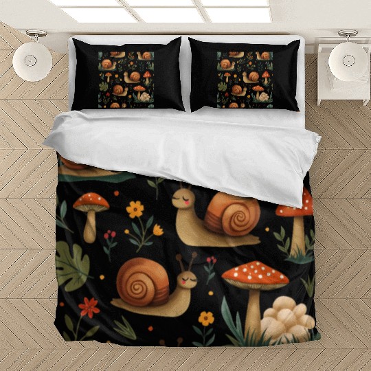 Charming Snails, Mushrooms, and Botanical Art Bedding Sets