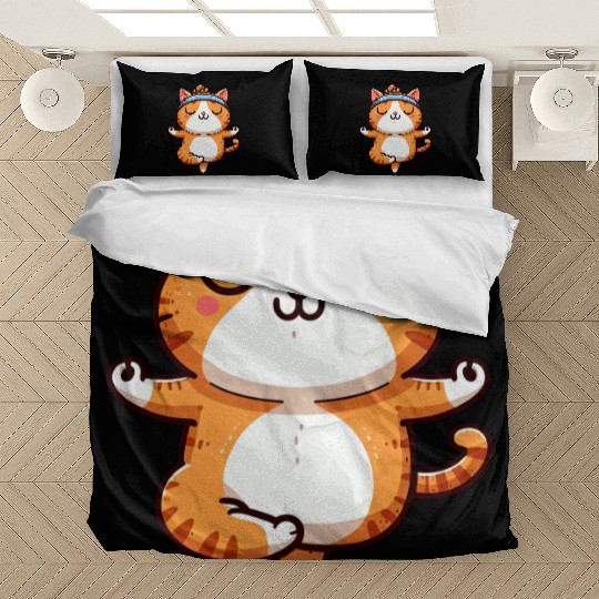Cat yoga meditation meditating balancing autogenic Bedding Sets