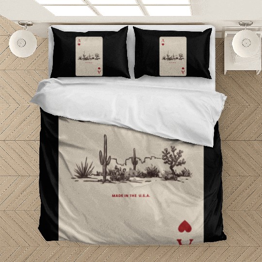 Desert Playing Card Vintage Western Landscape Bedding Sets