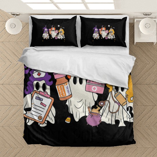 Hocus Poke Us Funny Ghost Vintage Halloween Bedding Sets