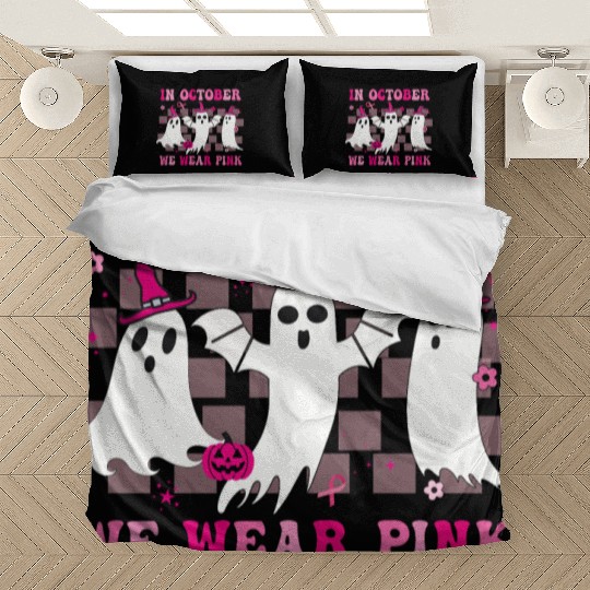 In October We Wear Pink Wizard Ghosts Halloween Bedding Sets