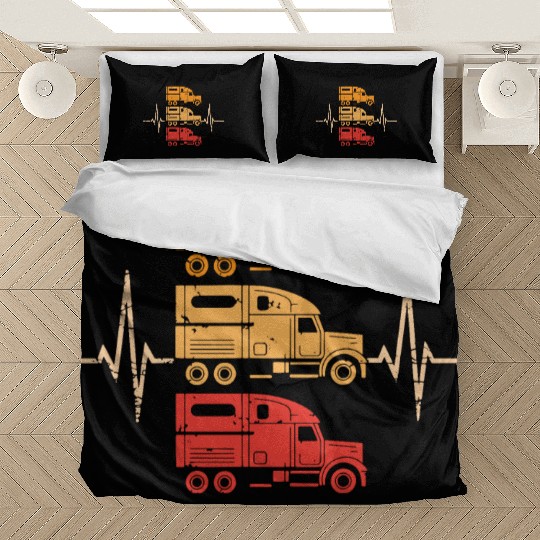 Truck driver heart beat Trucker Funny Truck Driver Bedding Sets