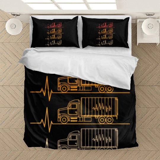 Truck driver heart beat Trucker Funny Truck Driver Bedding Sets