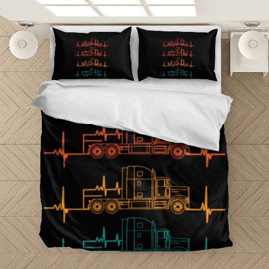 Truck driver heart beat Trucker Funny Truck Driver Bedding Sets