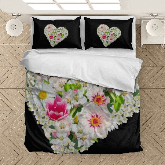 heart of flowers blossoms daisy tulip pink peony Bedding Sets