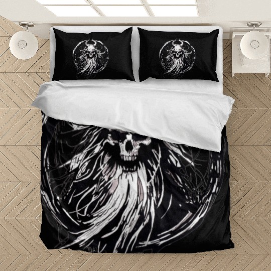 Dark Mythical Skull with Horns Design Bedding Sets