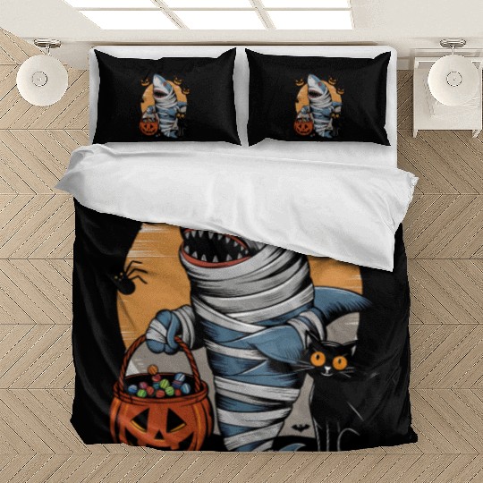 Spooky Shark Mummy and Black Cat Trick-or-Treat Bedding Sets