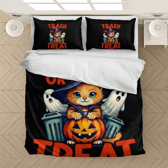 Funny Trick Or Trash Vintage Halloween Pumpkin Kid Bedding Sets