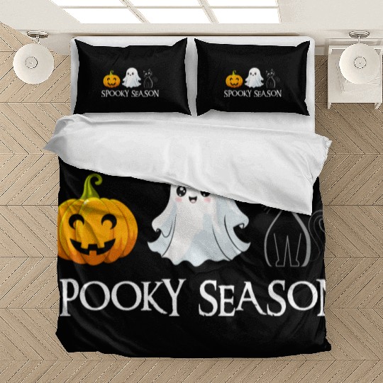 Spooky Season Halloween Pumpkin Cute Cat Paw Ghost Bedding Sets