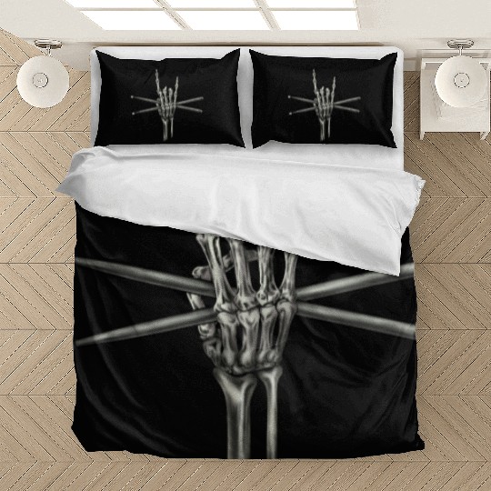 Skeleton Hand Drumsticks Bedding Sets