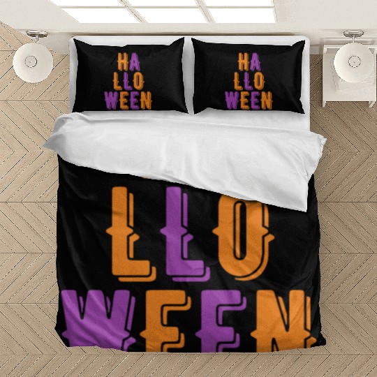 Retro Vintage Purple and Orange Halloween Stacked Bedding Sets