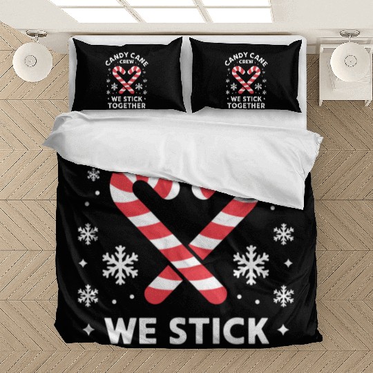 Christmas Candy Cane Heart We Stick Together Bedding Sets