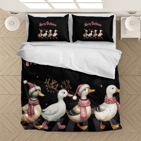Merry Ducksmas Cute Ducks Farm Animals Christmas Bedding Sets