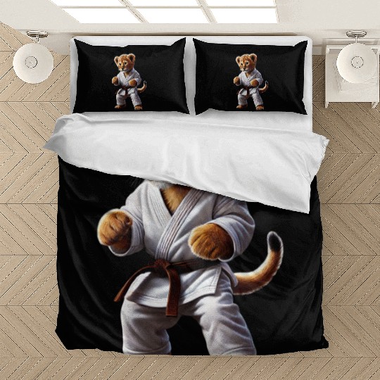 Karate Lion Cub: Fierce Little Black Belt Bedding Sets
