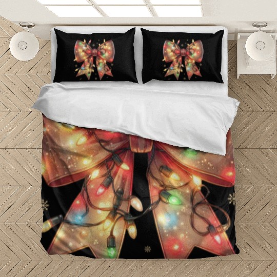 Christmas Light Coquette Bow Bedding Sets