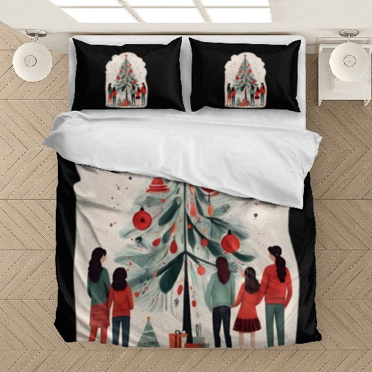 Joyful Family Christmas Celebration Bedding Sets