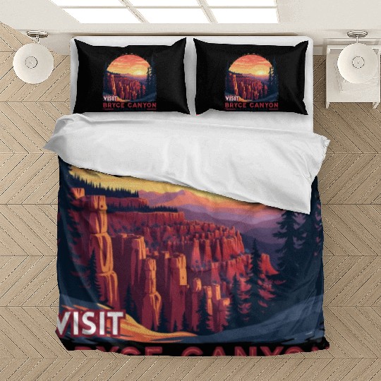 Bryce Canyon National Park Retro Illustraion V 01 Bedding Sets