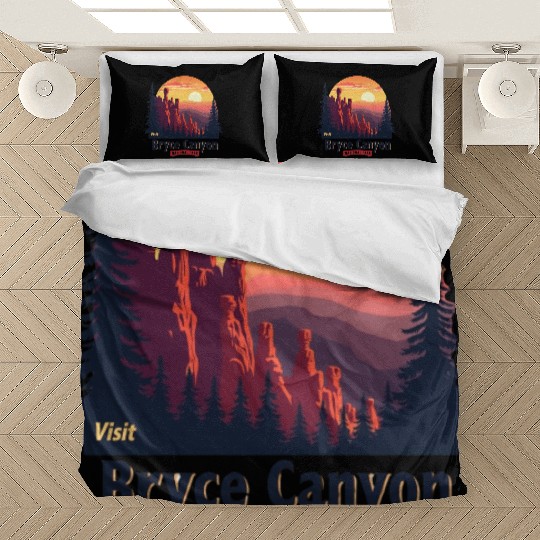 Bryce Canyon National Park Retro Illustraion V 02 Bedding Sets