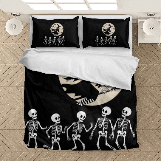 Vintage Witch & Skeletons Dance – Halloween Vibes Bedding Sets